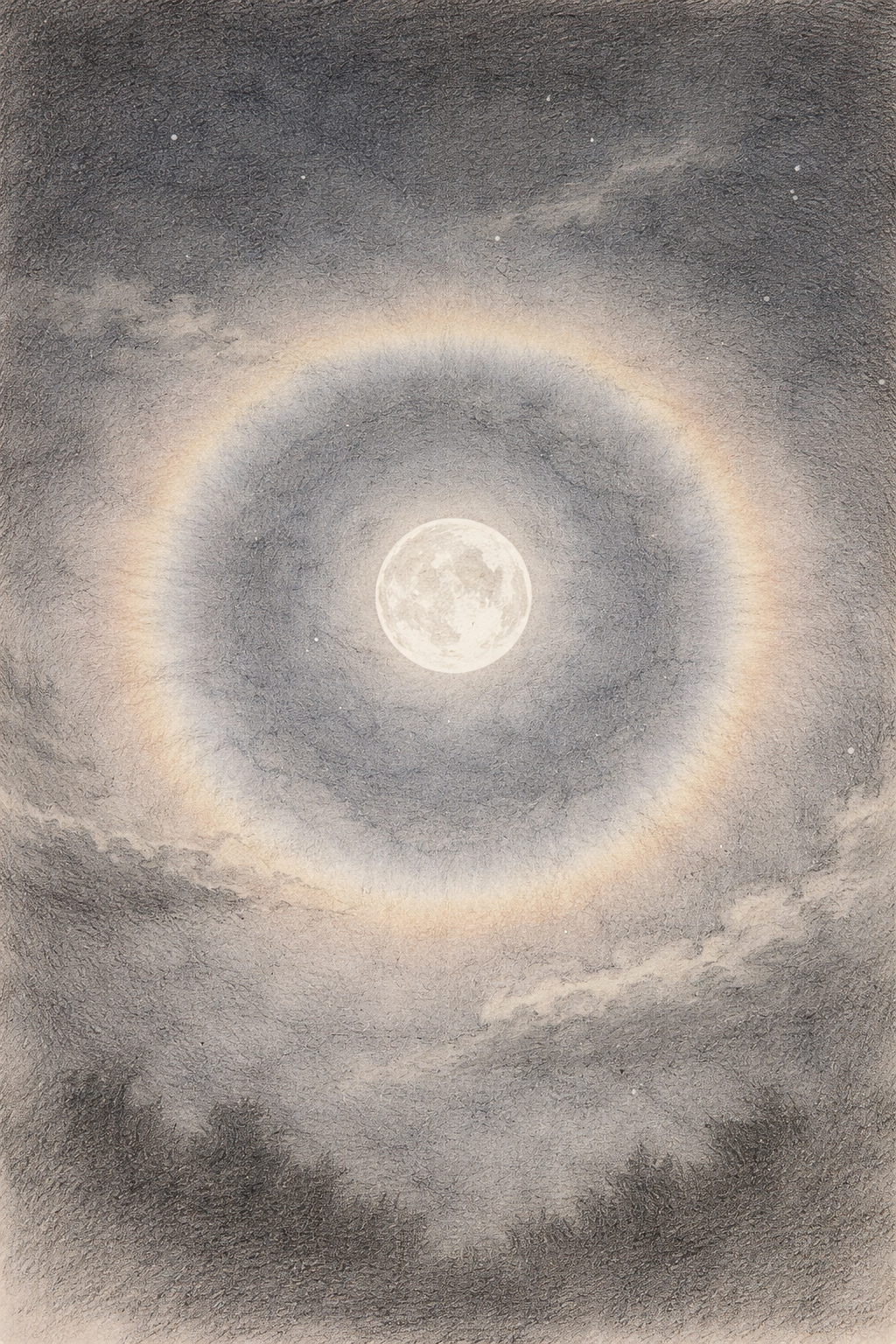Lunar halo around a bright moon